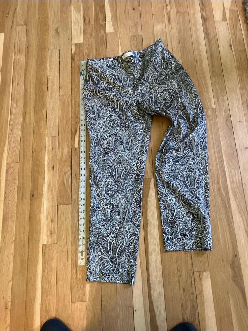 Talbots Black & White Paisley Pull-On Trousers